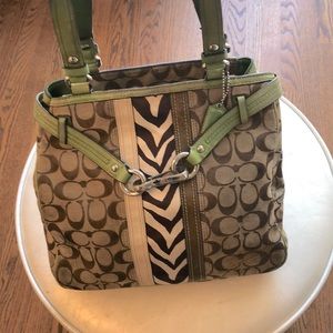 Coach handbag silk zebra print